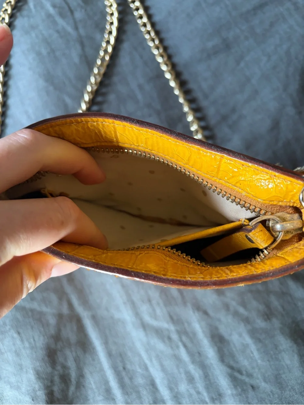 kate spade Yellow Croc-Embossed Chain Crossbody Bag